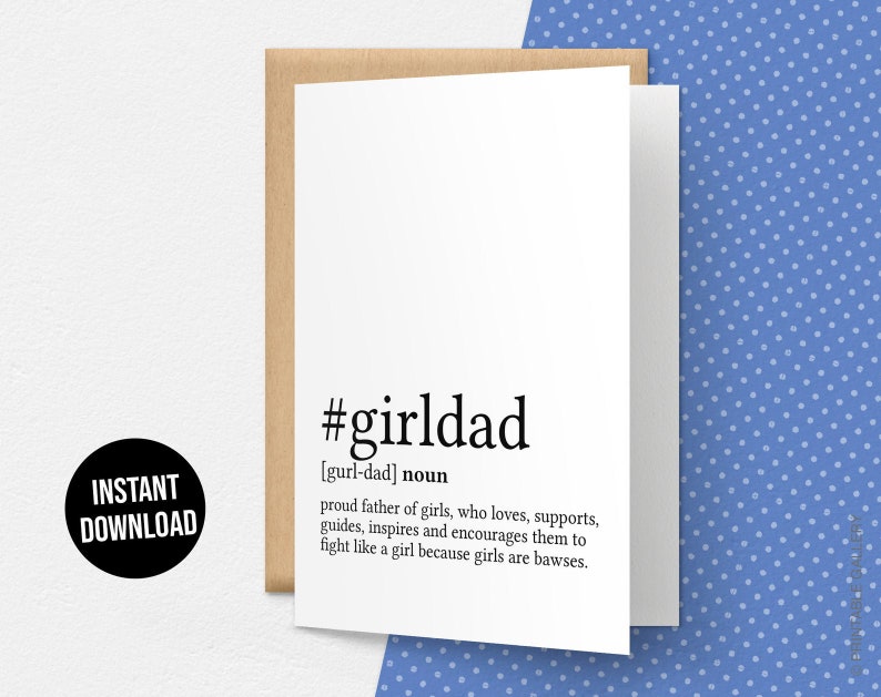 Girl dad Definition Card Hashtag Girldad Father's Day Etsy