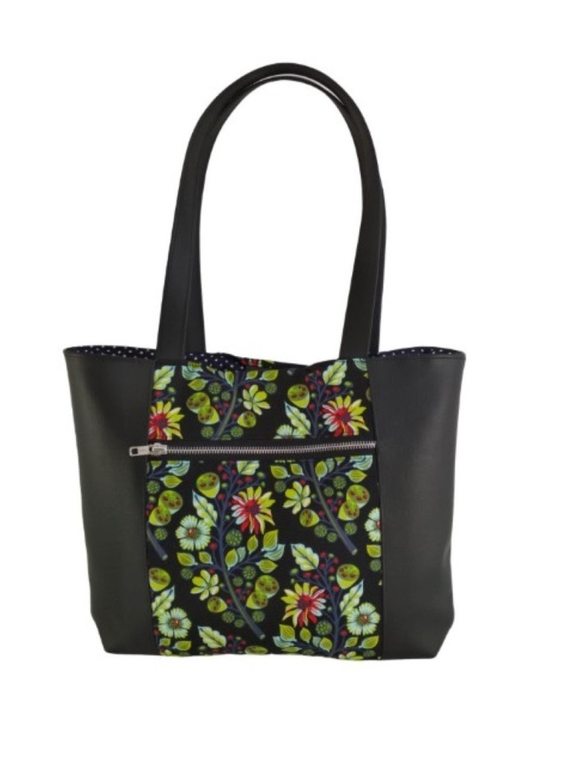 Handmade Handbag Tote Bag Tula Pink Sprout Fabric Made in Etsy