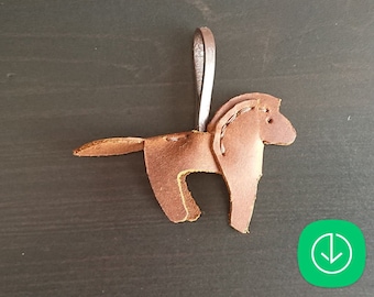 Lederen paard sleutelhanger patroon - sleutelhanger patronen - lederen patroon - lederen PDF-sjabloon - patroon Pdf