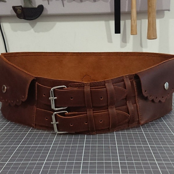 Leather Girdle, Wide Leather Belt, Leather Girdle, Traditional Medieval Belt, Kidney Belt, Chimir Piele