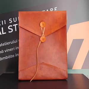 A4 button & string leather envelope, leather document folder, leather envelope folder, leather document case