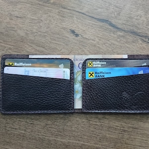 Billetera de cuero delgada, Billetera de cuero delgada plegable, Billetera de regalo para hombres, Billetera de cuero para tarjetas, Billetera delgada, Billetera de cuero para hombres