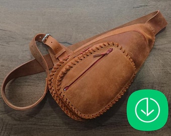 Laced Suede sling-bag Pattern - Suede slingbag Pattern - Leather Pattern - Leather Pdf Template - Pattern Pdf