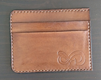 Billetera minimalista, billetera de cuero, tarjetero de cuero, mini billetera, billetera cosida a mano, billetera de cuero delgada