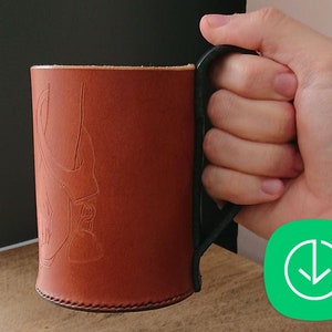 Leather cup holder Pattern - case Pattern - Leather Pattern - Leather Pdf Template - Pattern Pdf