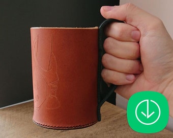 Leather cup holder Pattern - case Pattern - Leather Pattern - Leather Pdf Template - Pattern Pdf