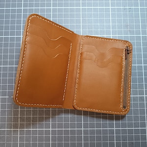 Cartera de cuero hecha a mano, cartera de cuero unisex, cartera de cuero para regalo, cartera de cuero vertical, cartera con bolsillo con cremallera