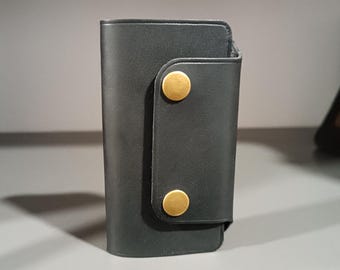 Leather key organizer, leather keychain, key case, key wallet with hooks, unisex gift