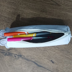 Super cute bunny zippered leather pencil case, leather pen case, leather zippered makeup pouch, school supplies, art supplies, pencil case