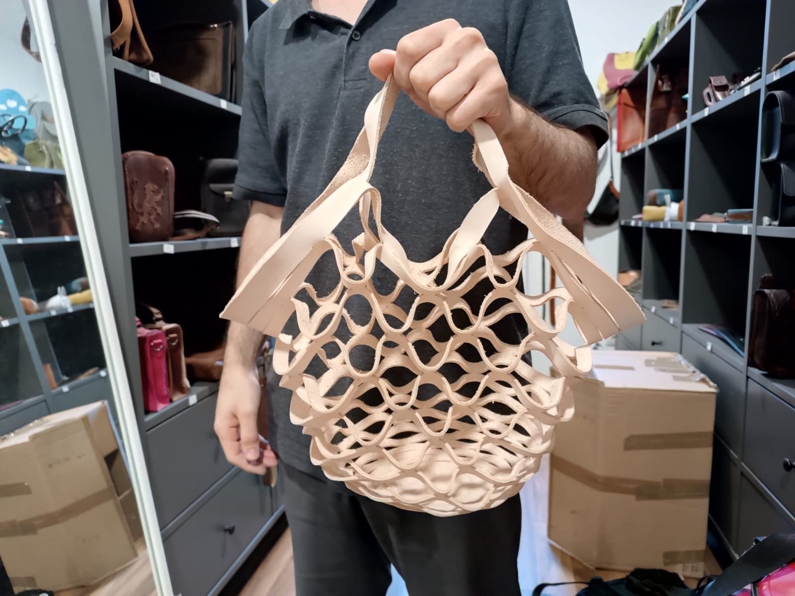Leather net bag hotsell