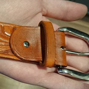 Tooled leather belt, engraved belt, gift belt, custom leather belt