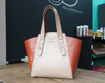 Borsa a secchiello in pelle, borsa in pelle con chiusura magnetica, borsa in pelle, borsa con manico superiore in pelle, borsa in pelle foderata, piccola borsa a secchiello