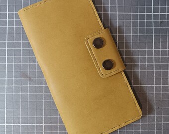 Long leather bifold wallet, women's leather wallet, leather trucker wallet, leather taxi wallet, leather bifold, leather gift, snap wallet
