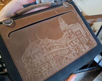 Leather bag, leather briefcase, a4 leather briefcase, compact leather document envelope, a4 leather envelope, leather laptop bag