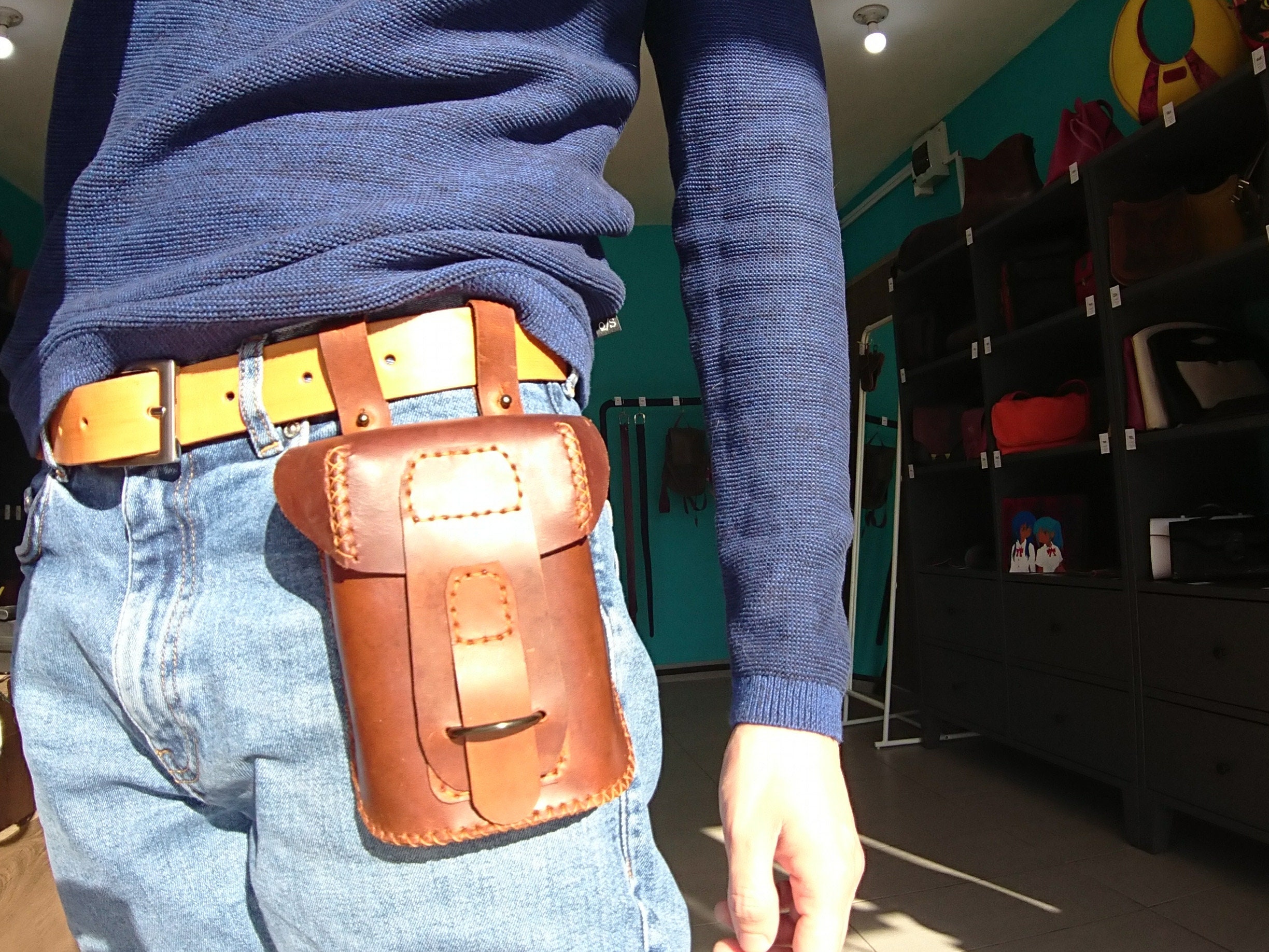 Leather bullet pouch leather tool pouch with easy access top Etsy