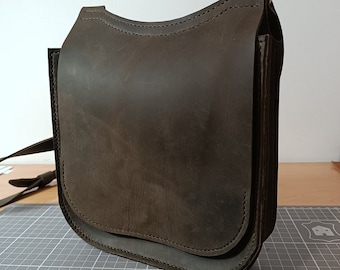 Leather satchel with snap closure, leather crossbody bag, leather purse, leather shoulder bag, small leather messenger bag