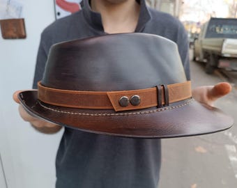 Leather Fedora hat - Available for custom order only