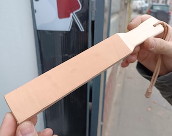 A handcarved personalized strop in two configurations- Available for custom order only