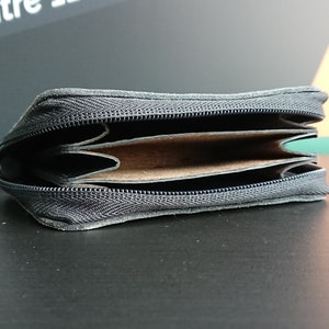Portafoglio in pelle con cerniera di mezza grandezza, porta carte in pelle, portafoglio in pelle, organizer per biglietti da visita con cerniera