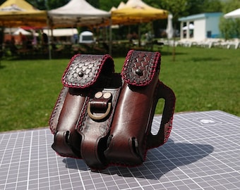 Funda de cuero para linterna, herramienta multiusos y navaja plegable. Disponible solo para pedidos personalizados.