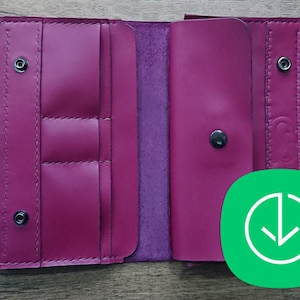 billetera bifold de cuero larga con patrón de bolsillo - patrón de billetera bifold - patrón de cuero - plantilla pdf de cuero - patrón pdf