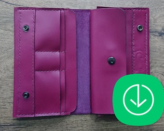 long leather bifold  wallet with pocket Pattern - bifold Wallet Pattern - Leather Pattern - Leather Pdf Template - Pattern Pdf