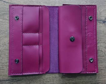 Leather wallet, Leather bi-fold wallet, Leather wallet gift for her, Natural leather coin wallet, Valentine&#39;s day gift
