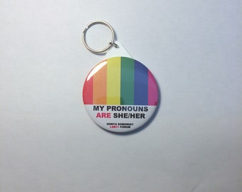 My Pronouns Are She/Her Keyring, Pin Badge, Magnet, Mirror, Bottle Opener
