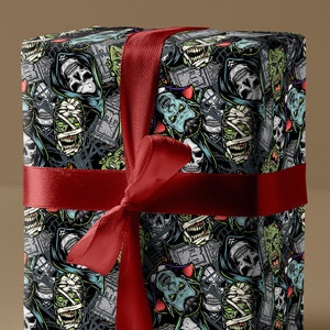 Zombies Mummy Dracula RIP Scary Gift Wrapping Paper | Halloween