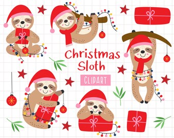 Download Sloth Christmas Svg Etsy