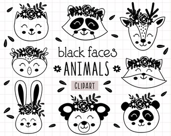 Download Boho Animal Face Clipart Bohemian Animals Svg Baby Animal Faces Svg Boho Clipart Svg Bear Bunny Koala Lion Panda Clipart Commercial Use Clip Art Art Collectibles