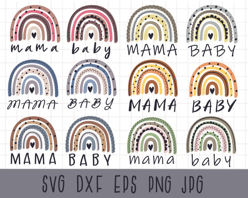 Download Rainbow mama svg Mama and baby svg Mommy and me svg Mama ...