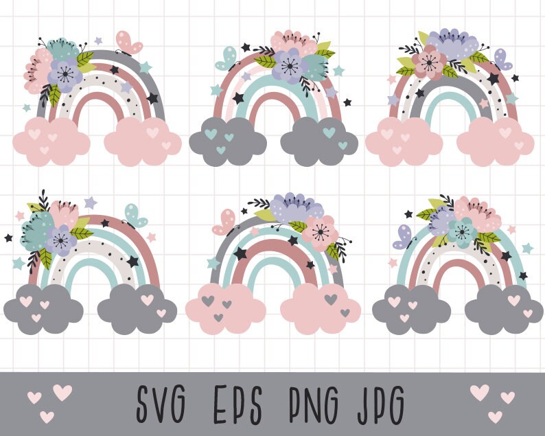 Download Rainbow svg Rainbow clipart Nursery clip art Boho rainbow ...