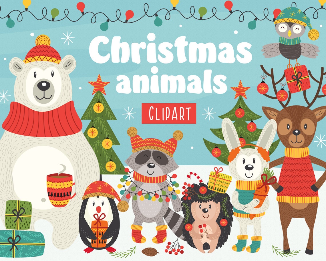 Christmas animal clipart Animals svg files Deer svg Merry | Etsy