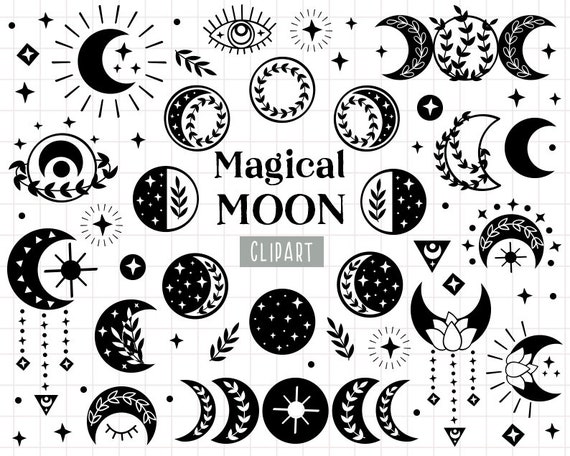 Download Celestial Svg Moon Phase Svg Moon Svg Files Black And White Etsy