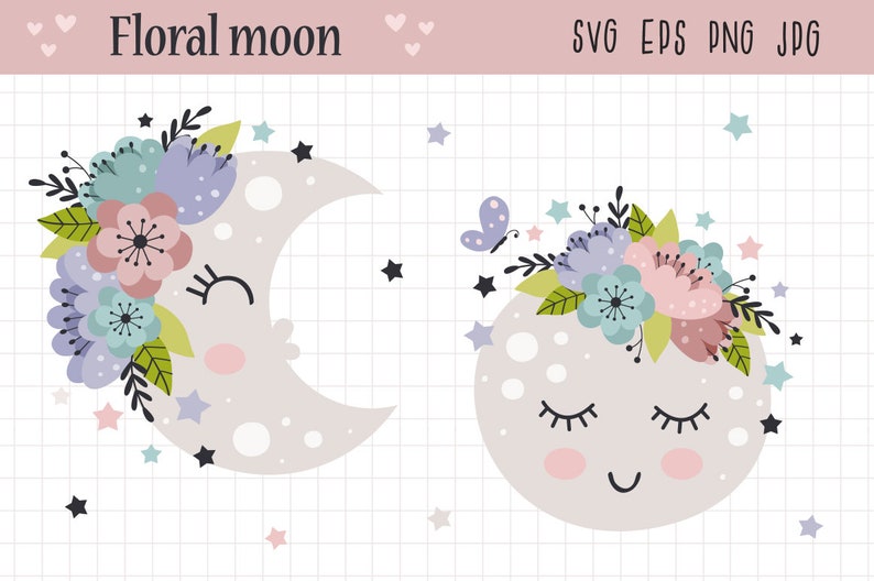 Download Moon svg Rainbow svg Planet clipart Flowers svg Moon phase ...