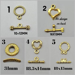 5 choices of Quality Toggle clasps. Heart clasps. Gold toggle clasp. Toggle clasp.