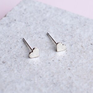 Handmade Silver Heart Stud Earrings, Heart Earrings, Tiny Heart Studs, Silver Heart Studs, Minimal Jewellery, Cartilage Studs, Gift for Her