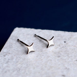 Handmade Silver Star Stud Earrings, Starburst Earrings, Dainty Star Jewellery, Minimal Cute Star Studs, Silver Star Earrings, Gift for Her image 1