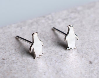 Handmade Silver Penguin Stud Earrings, Penguin Earrings, Cute Animal Studs, Small Silver Penguin Earrings, Animal Jewellery, Gift for Her