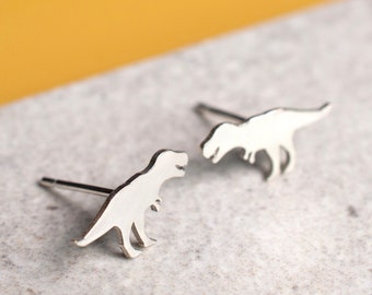 Handmade Silver T-Rex Stud Earrings, Tyrannosaurus Earrings, Dinosaur Jewellery, Cute Dinosaur Studs, Silver T-Rex Earrings, Gift for Her