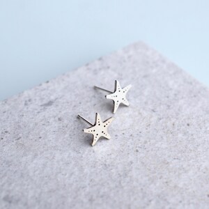 Handmade Silver Starfish Stud Earrings, Starfish Earrings, Cute Animal Studs, Small Silver Starfish Earrings, Animal Jewellery, Gift for Her image 4