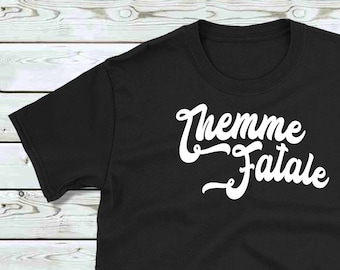 Themme Fatale - Non-Binary, Unisex Black Cotton T-shirt - Gender Fluid, Gender Free Gift, 100% Cotton Shirt, Vinyl Design Glow-in-the-Dark