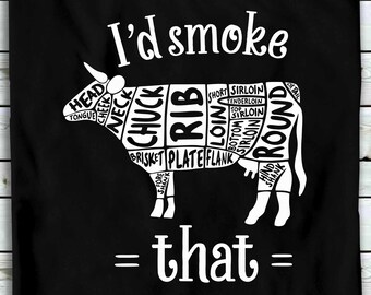 I'd Smoke That - Black Cotton T-shirt, Barbecue Chef Cook Cooking Gift, Grilling Gift, Father's Day, 100% Cotton T-shirt from Vast Space Art