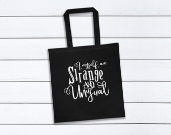 I, Myself, Am Strange and Unusual - Classic Goth Emo Tote Bag, Shopping Carrier Bag - Vast Space Art - Canvas Tote Bags, Cat Lover Gift