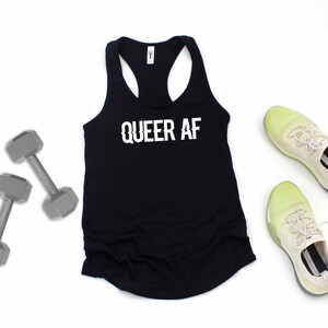 Queer AF - LGBTQ Ally - Gay Pride - Racer Back Tank - Ladies Tank Top - Workout Gear - Women&#39;s Tank Top, Humor