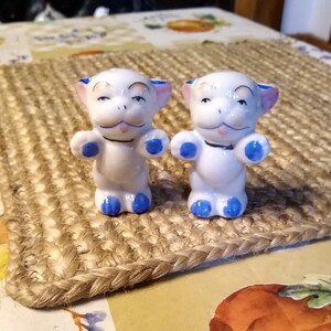 Vintage Salt and Pepper Shaker Bonzo Dogs Japan 1950s Porcelain