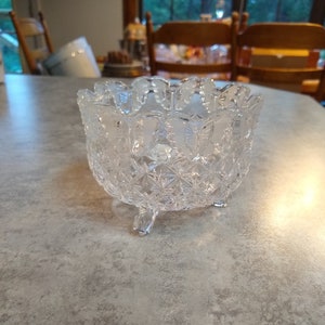 Hofbauer Collection over 24% Lead Crystal Butterfly design 3 Footed Bowl ** ECHT BLEIKRISTALL made in West Germany