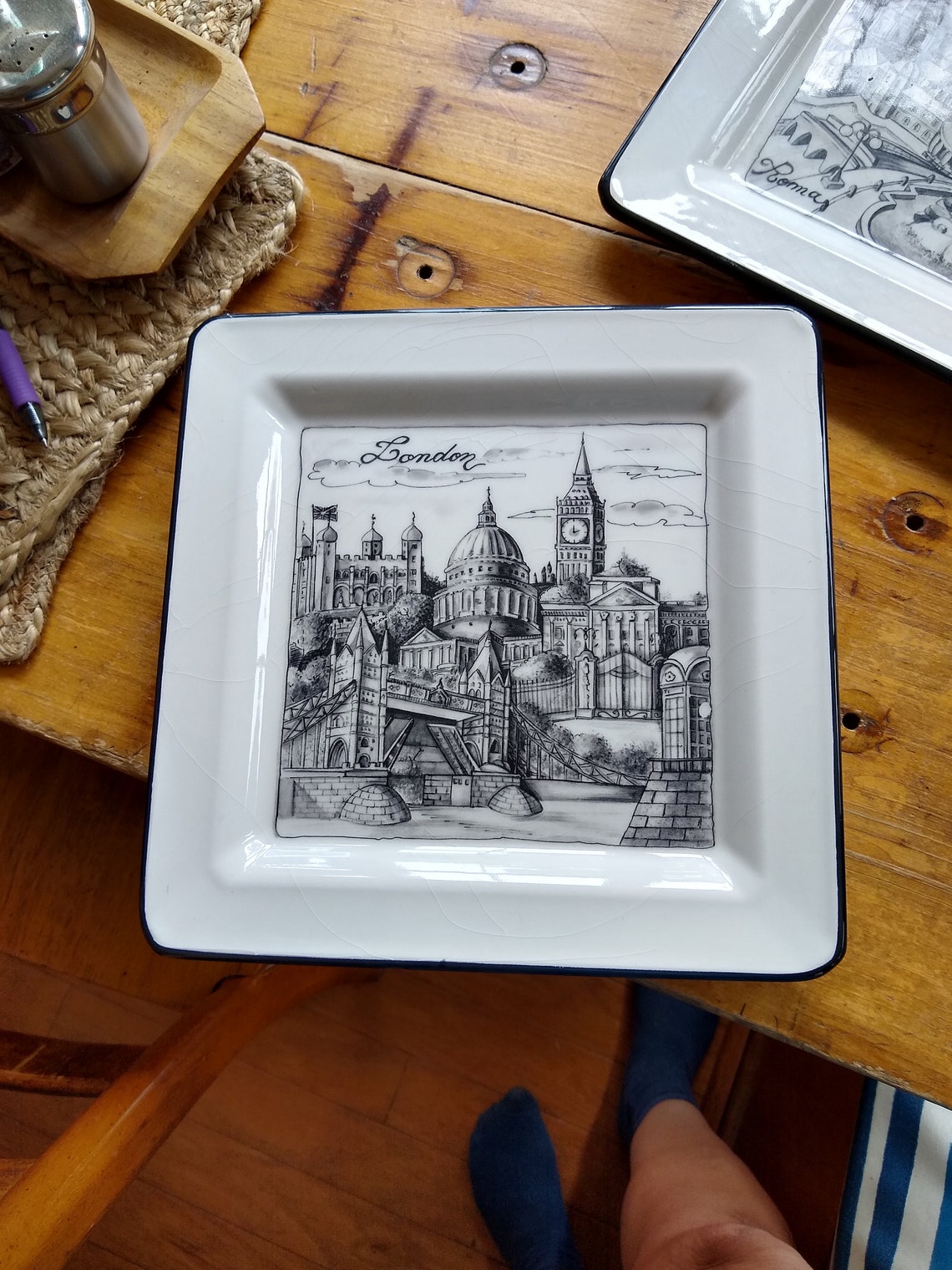 Brunelli cities square plates made in Italy Etsy