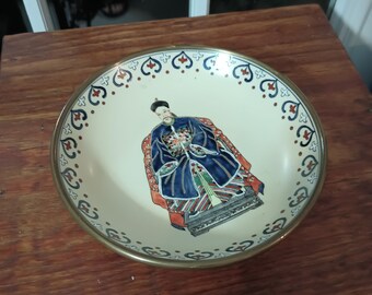 Vintage Japanese Porcelain Ware ACF Decorated in Hong Kong Bowl Saucer brass